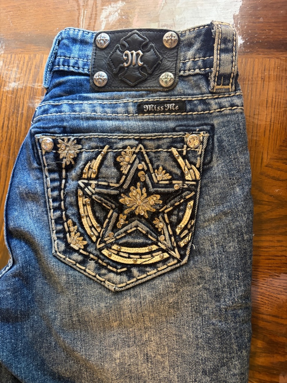 Miss Me Blue Denim Jeans with Embroidered Star Pocket